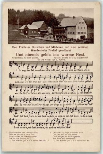 Freital Lied Und abends geht´s in´s warme Nest Wanderheim Marsch Noten