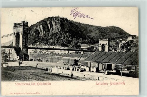 Decin 1902 Schäferwand Kettenbrücke
