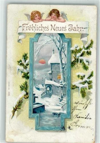 1901 Neujahr Passpepartout Winter