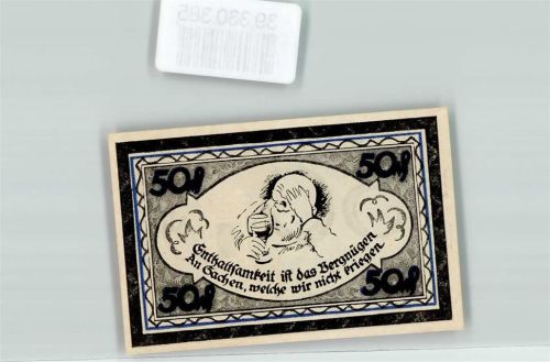 Stolzenau 1921 Notgeld Kreis Stolzenau Weser 50 Pfennig Denkmal d. Dichters Wilhelm Busch