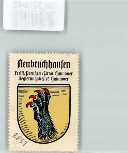 Neubruchhausen Vignette Wappen Freist. Preußen Prov. Hannover Reg. Bez. Hannover