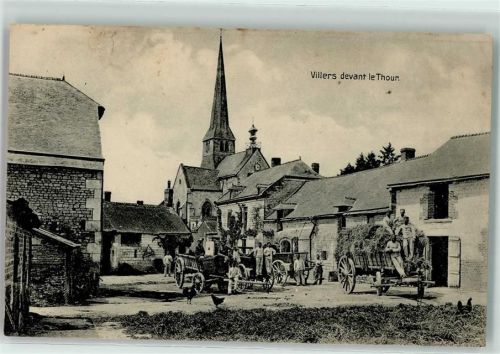 08190 Villers-devant-le-Thour - Kirche Heuwagen Männer Uhr Hühner