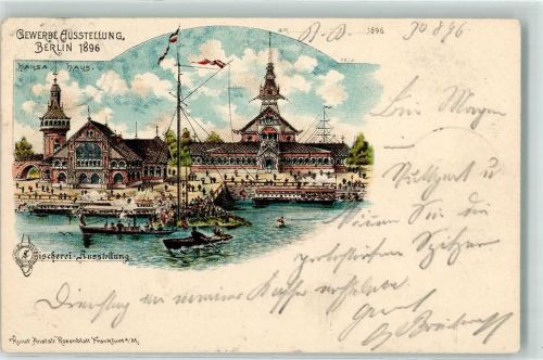 10115 O1193 Treptow 1896 Lithographie Gewerbe-Ausstellung 1896 Fischerei Ausstellung Hansa-Haus