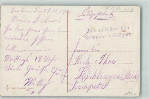 Stempel aus militärischen Gründen verzögert Königsplatz mit Bismarckdenkmal und Siegessäule Serie Vaterland Nr 19