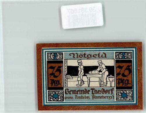 Pinneberg Notgeld 75 Pfennig Thesdorf Bäcker