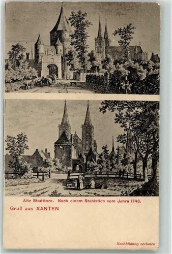 Xanten 1908 Alte Stadttore Stahlstich 1746