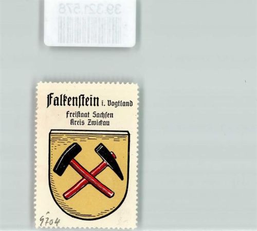 Falkenstein Vignette Wappen Freistaat Sachsen Kreis Zwickau