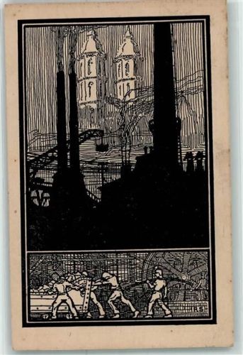 1920 Dienet Gott dem Herrn Kunstmappe Schwarzspiele sign.Rudolf Sievers Künstlerkarte