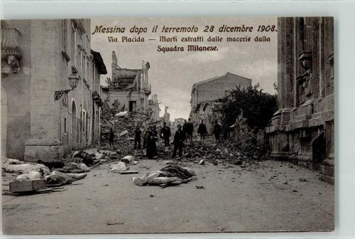 98100 Messina 1908 - Erdbeben vom 28. 12.1908 via Placida Morti estratti dalle macerie dalla Squadra Milanese