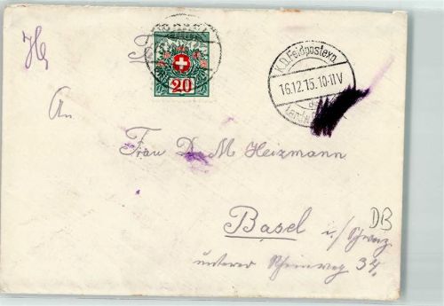 K. D. Feldpostexp. Landw. Nachporto 20 Rappen Briefkuvert