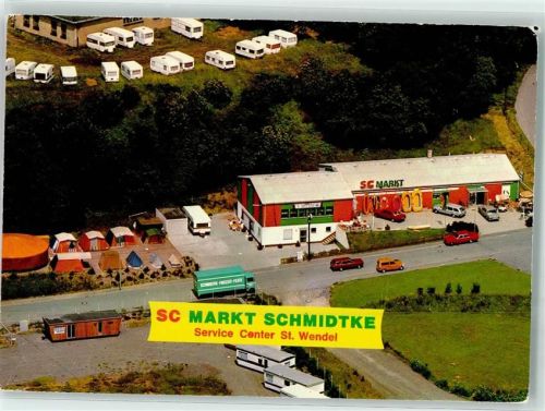 St. Wendel SC Markt Schmidtke Wohnwagen Zelte Fliegeraufnahme
