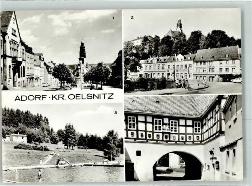 08626 O9930 Adorf , Vogtl Foto AK Ernst Thälmann Platz Elsterstraße Waldbad Heimatmuseum