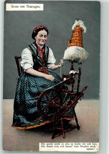 Frau am Spinnrad Kunstverlag Gimm Serie II/9
