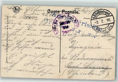 1916 3. Ober-Els. Infant.-Regt. Nr 172 K. D. Feldpostexped. 39. Inf. Div. Audenarde La gendarmerie nationale