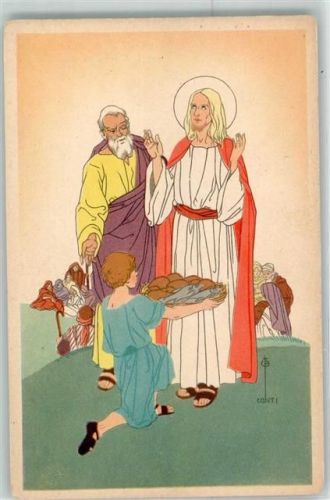 sign.Conti Jesus Er segnete 5 Brote und 2 Fische Verlag Paolo Nr.111