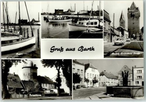 18356 O2380 Barth - Hafen Fangelturm Marktbrunnen Rudolf Breitscheid-Straße