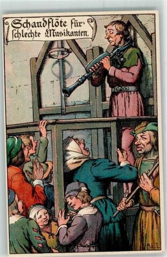 Schandflöte für schlechte Musikanten Mittelalter sign. Ad.T.