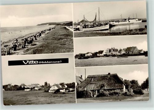 18565 O2359 Vitte - Fischerkahn Ausflugsdampfer Reethaus Strand
