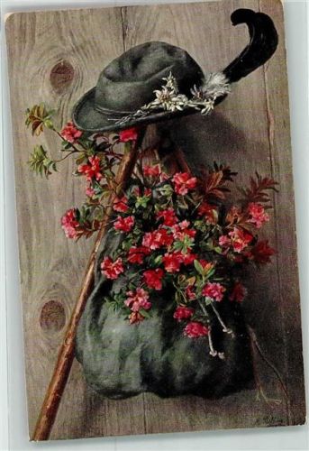 1907 Trachtenhut Edelweiss Blumen Stilleben