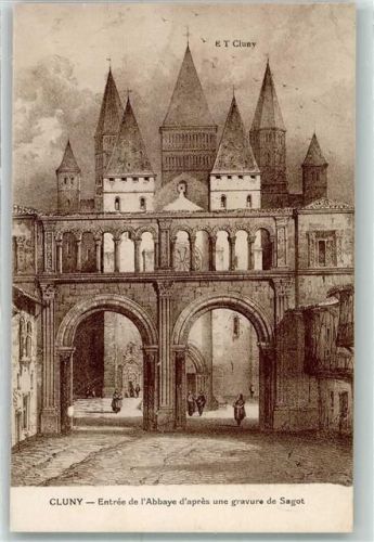 71250 Cluny - Entree de l Abbaye d apres une gravure de Sagot