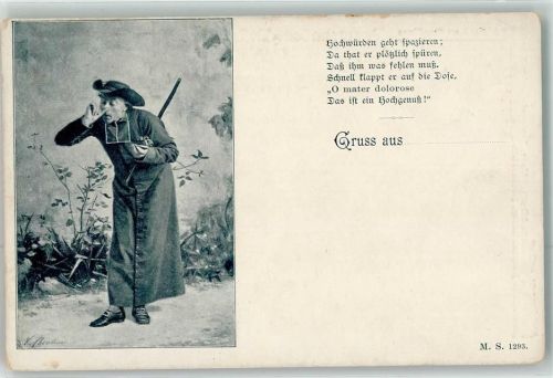Hochwürden geht spazieren Spruch Gruss aus M.S.Nr.1293