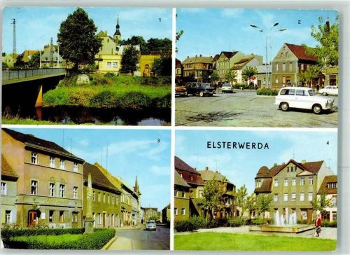 Elsterwerda Am Markt Postmeilensäule in der Hauptstraße An der Elster Auto Fahrrad