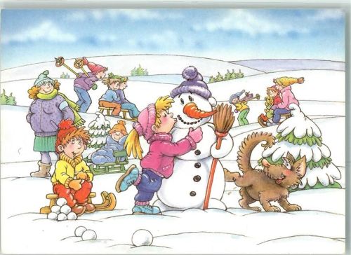 sign.Artur Schlitten Hund Kinder Weihnachten
