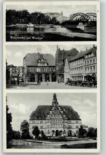 Minden Regierungsgebäude Marktplatz Weserbrücke Wesertor