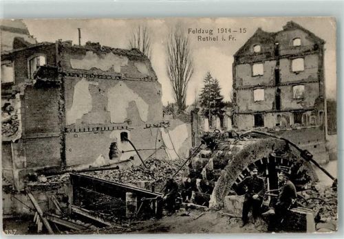 Rethel 1914 - 1915 Zerstörte Wassermühle Uniform