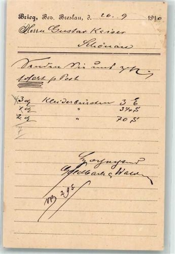 Brieg 1910 Handlung Goldbach und Waldmann Kurzwaren