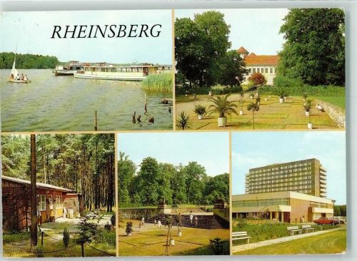 Rheinsberg Schiffsanlegestelle MS Zeuthen Schlosspark Hauptachse Palmengarten Waldcafe Orangerie Sphinxtreppe FDGB Erholungsheim Ernst Thälmann Segelboot Auto Bank