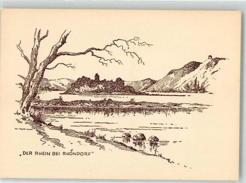 Rhöndorf Zeichnung Der Rhein bei Rhöndorf sign. Virnicht