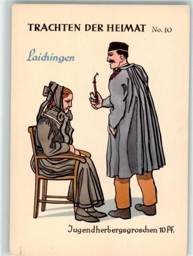 Laichingen Tracht Serie Trachten der Heimat Nr.10 Jugendherbergsgroschen Pf.