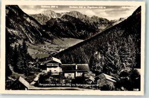 Bad Hindelang 1957 Berggasthaus Horn mit Weg ins Rettenschwangertal