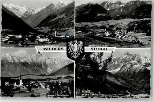 Mieders 1962 mit Kalkkögel Nordkette und Serles