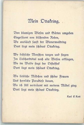 1160 Wien 16. Bezirk, Ottakring - Gedicht von Karl E. Kott nur Scan beschnitten