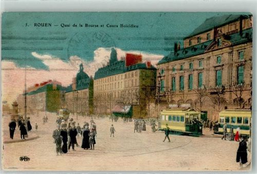 Rouen Quai de la Bourse et Cours Boieldieu Straßenbahn Litfaßsäule
