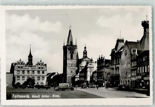 Litomerice Adolf Hitler Platz LKW Omnibus WK II