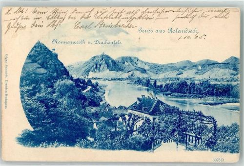 Rolandseck 1905 mit Nonnenwerth und Drachenfels