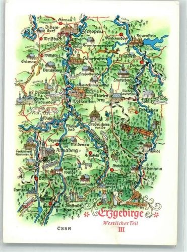 Zschopau Landkarte Erzgebirge westlicher Teil III