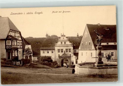 Lauenstein 1916 Marktplatz Apotheke Falknerbrunnen Rotes Kreuz