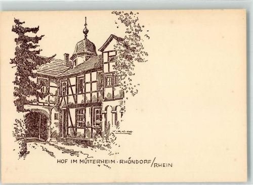 53604 W5340 Rhöndorf , Rhein Künstlerkarte Zeichnung Hof im Mütterheim sign. Virnicht