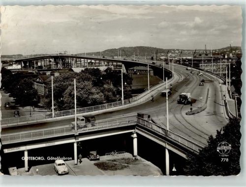 Göteborg 1956 Götaälvsbron Auto LKW Oldtimer