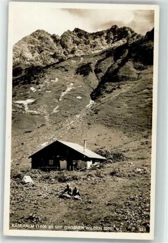Käseralm 1406 m mit grossen Wilden 2281 m Hüttenstempel Foto AK