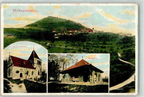 Hohenstaufen 1907 Barbarossakirche und Schutzhütte Fotograf Mettier Nr. 102