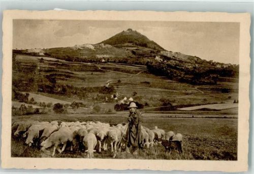 Hohenstaufen Schäfer mit seiner Herde vor dem Burgberg Fotograf Mettier Nr. 1013