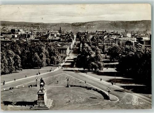 Oslo 1955 Blick vom Schloss Denkmal