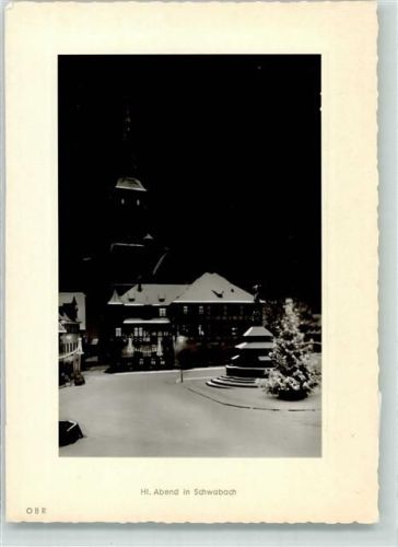 Schwabach 1967 Rathaus mit leuchtendem Weihnachtsbaum im Winter