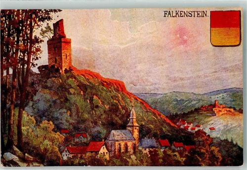 Falkenstein Burg Ruine Wappen Rot Gelb Kirche