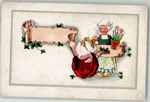 1919 Blumentopf Kinder Holzschuhe Glücksklee